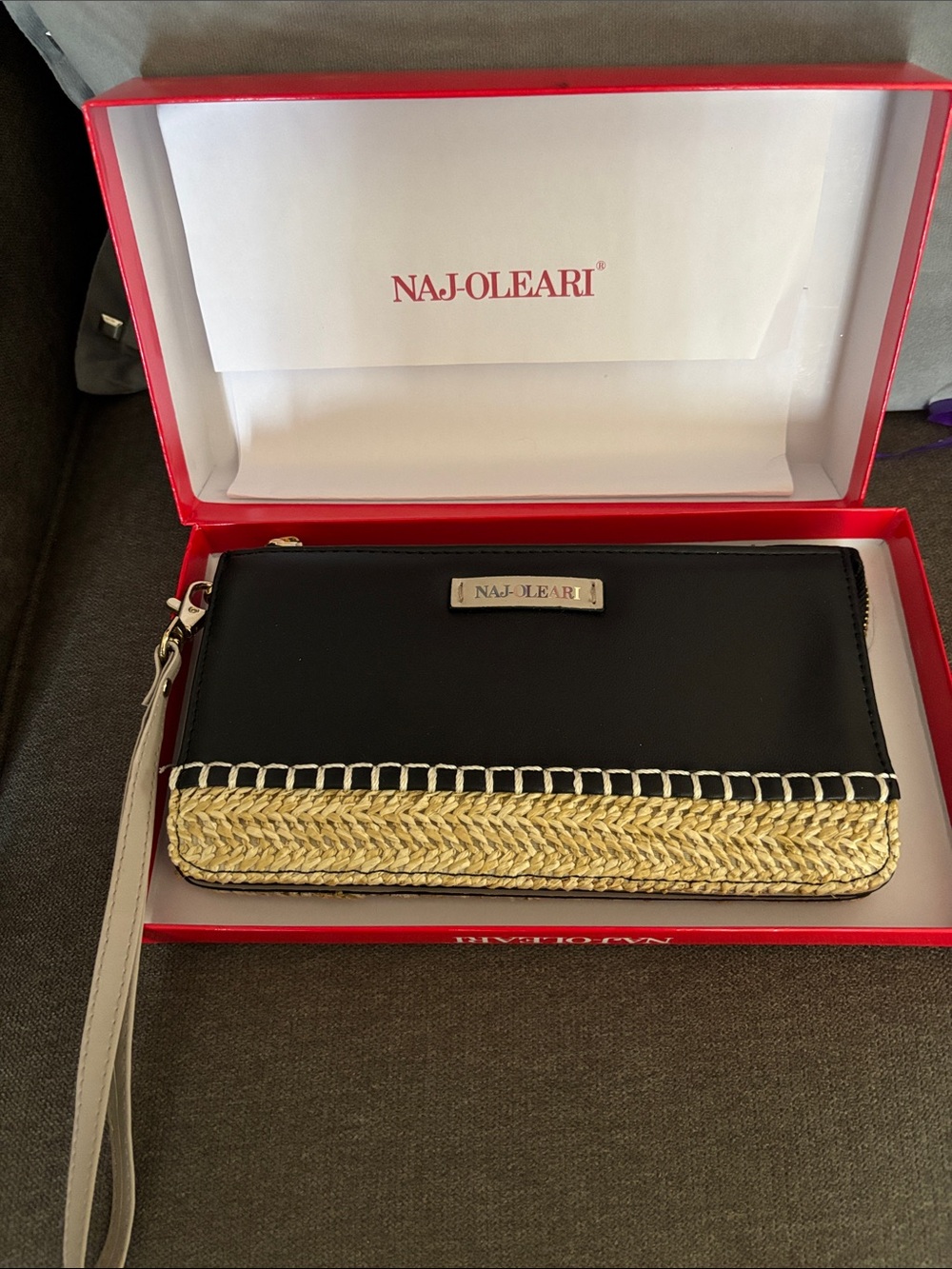 NAJ-OLEARI Black and Gold Women's Wristlet Wallet